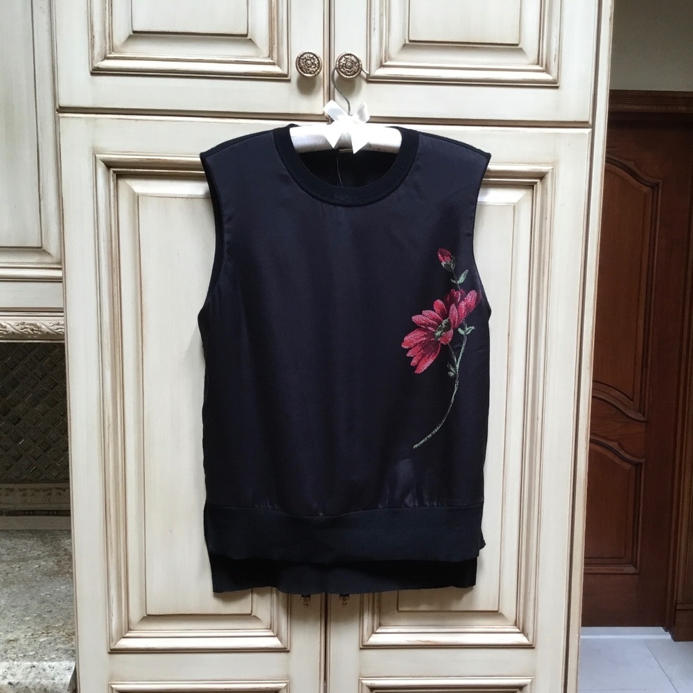 Aden Lippes Print Silk & Wool Shell